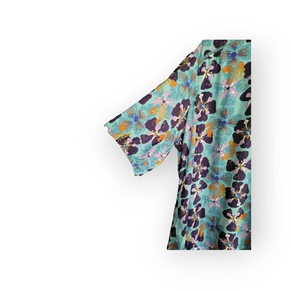 Knox Rose Keyhole Teal/Eggplant Flowy Top XL - Picture 7 of 14